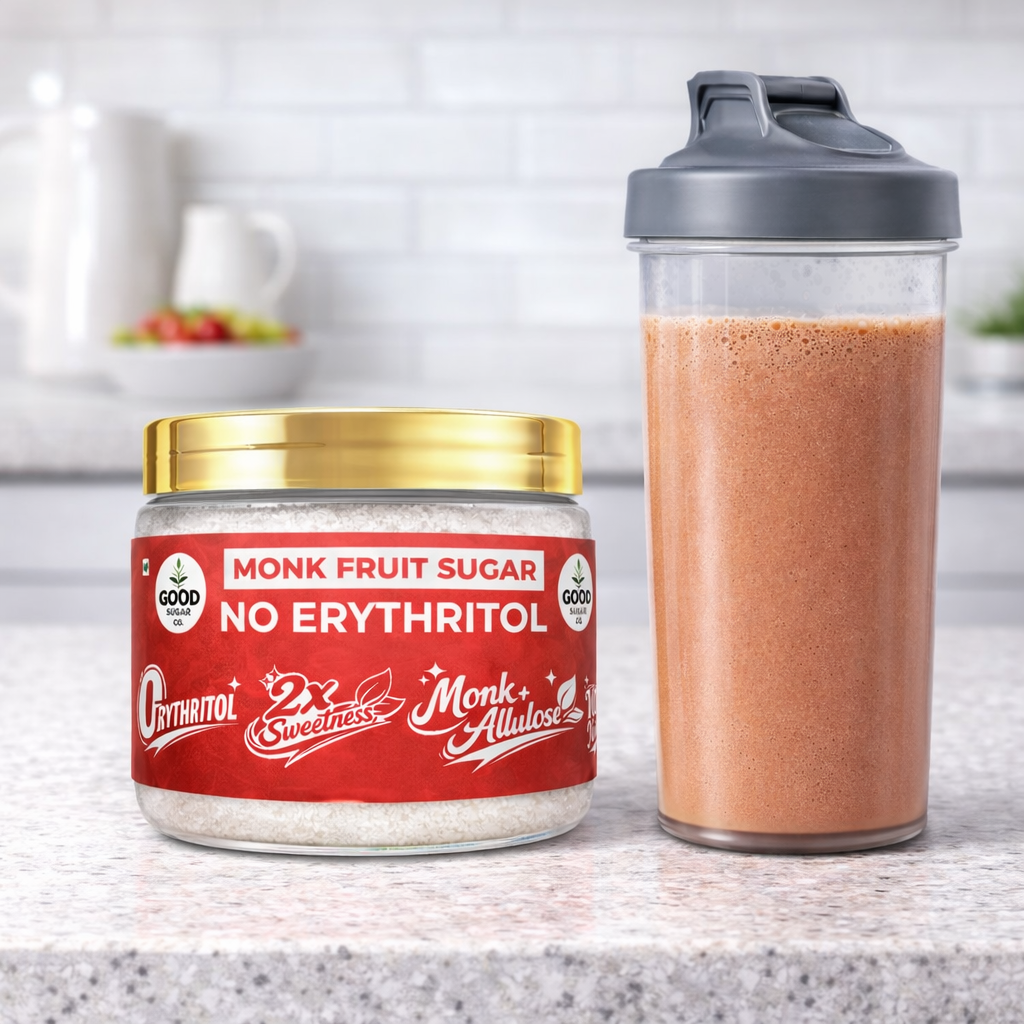 2x Monk Fruit Powder Sugar | 0 Erythritol, 100% Natural | Monk Fruit + Allulose | 2x Sweet | 100gm