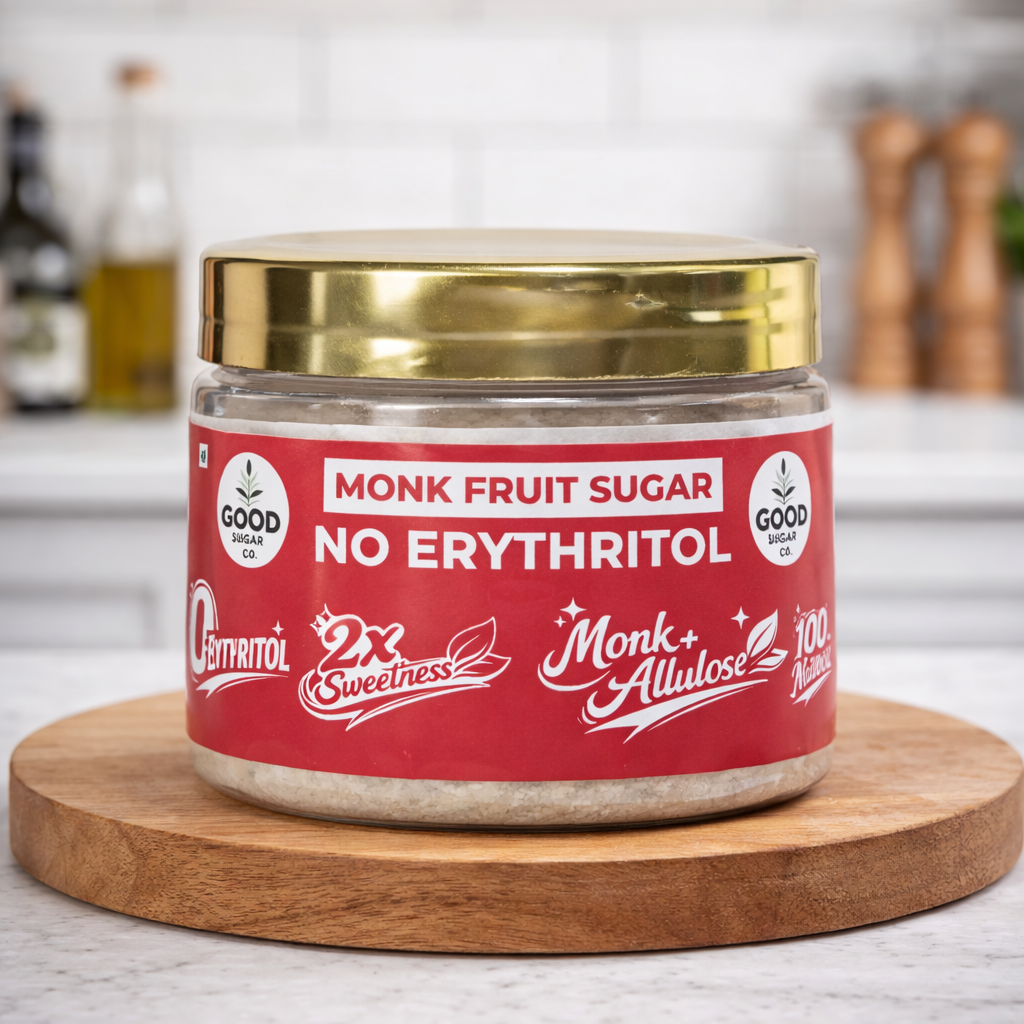 2x Monk Fruit Powder Sugar | 0 Erythritol, 100% Natural | Monk Fruit + Allulose | 2x Sweet | 100gm
