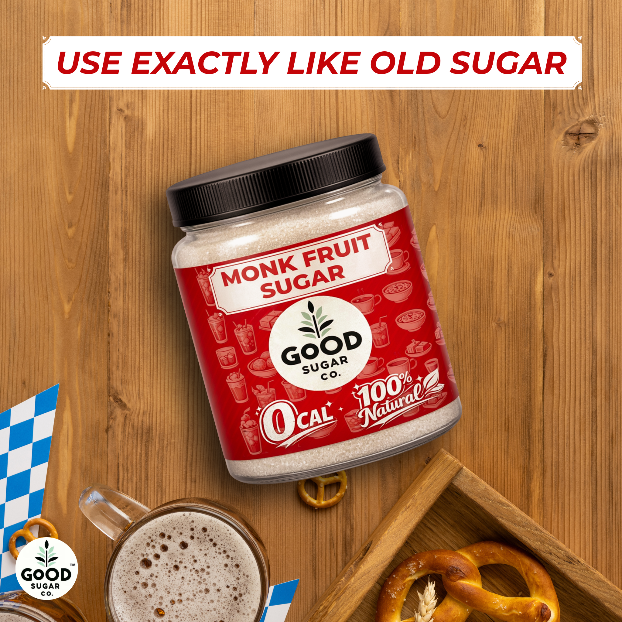 Monk Fruit Powder Sugar | 0 CAL, 100% Natural | Monk Fruit + Erythritol