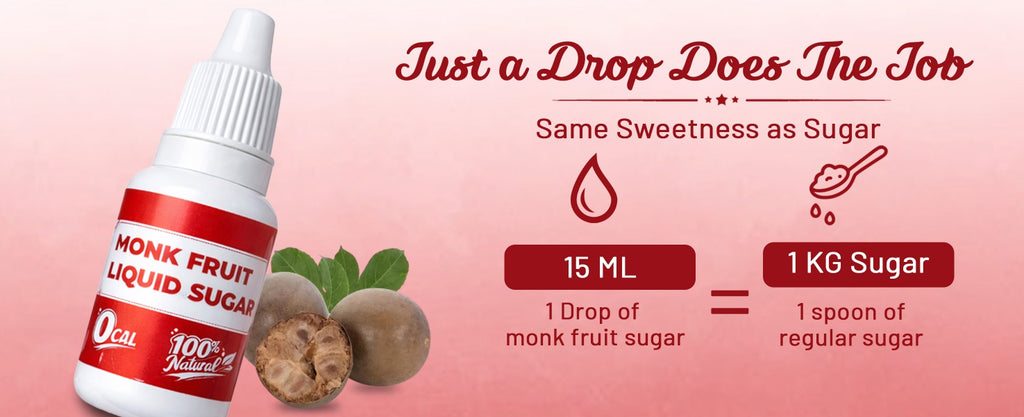 Monk Fruit Liquid Sweetener | Same Taste as Sugar • 0 Calories • No Erythritol