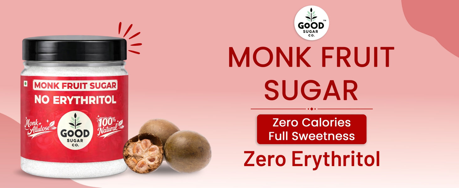 Monk Fruit Powder Sugar | 0 Erythritol, 100% Natural | Monk Fruit + Allulose