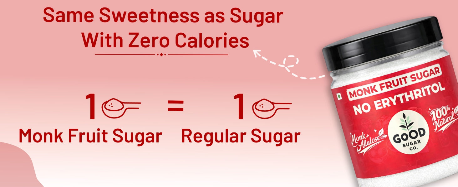 Monk Fruit Powder Sugar | 0 Erythritol, 100% Natural | Monk Fruit + Allulose