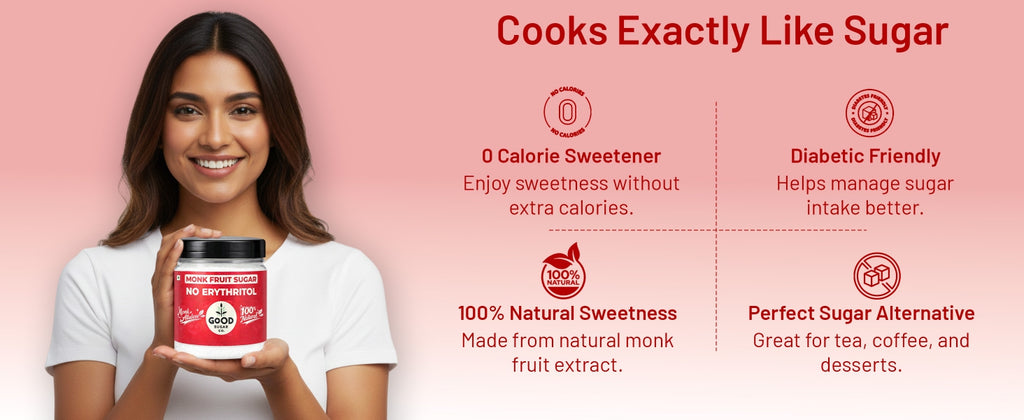 Monk Fruit Powder Sugar | 0 Erythritol, 100% Natural | Monk Fruit + Allulose