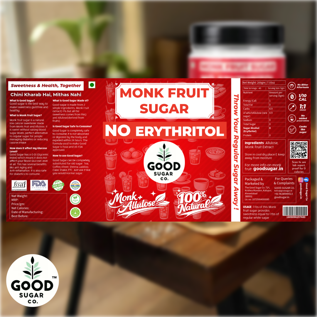 Monk Fruit Powder Sugar | 0 Erythritol, 100% Natural | Monk Fruit + Allulose