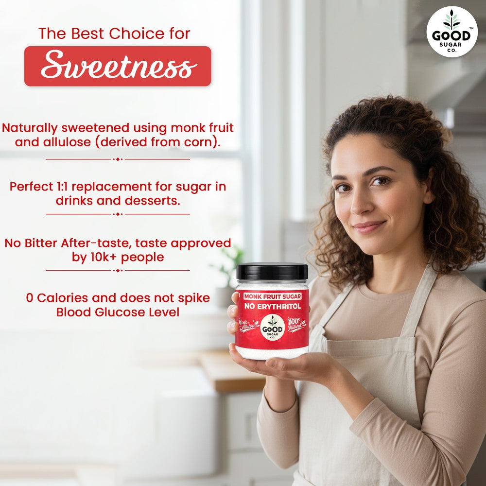 Monk Fruit Powder Sugar | 0 Erythritol, 100% Natural | Monk Fruit + Allulose