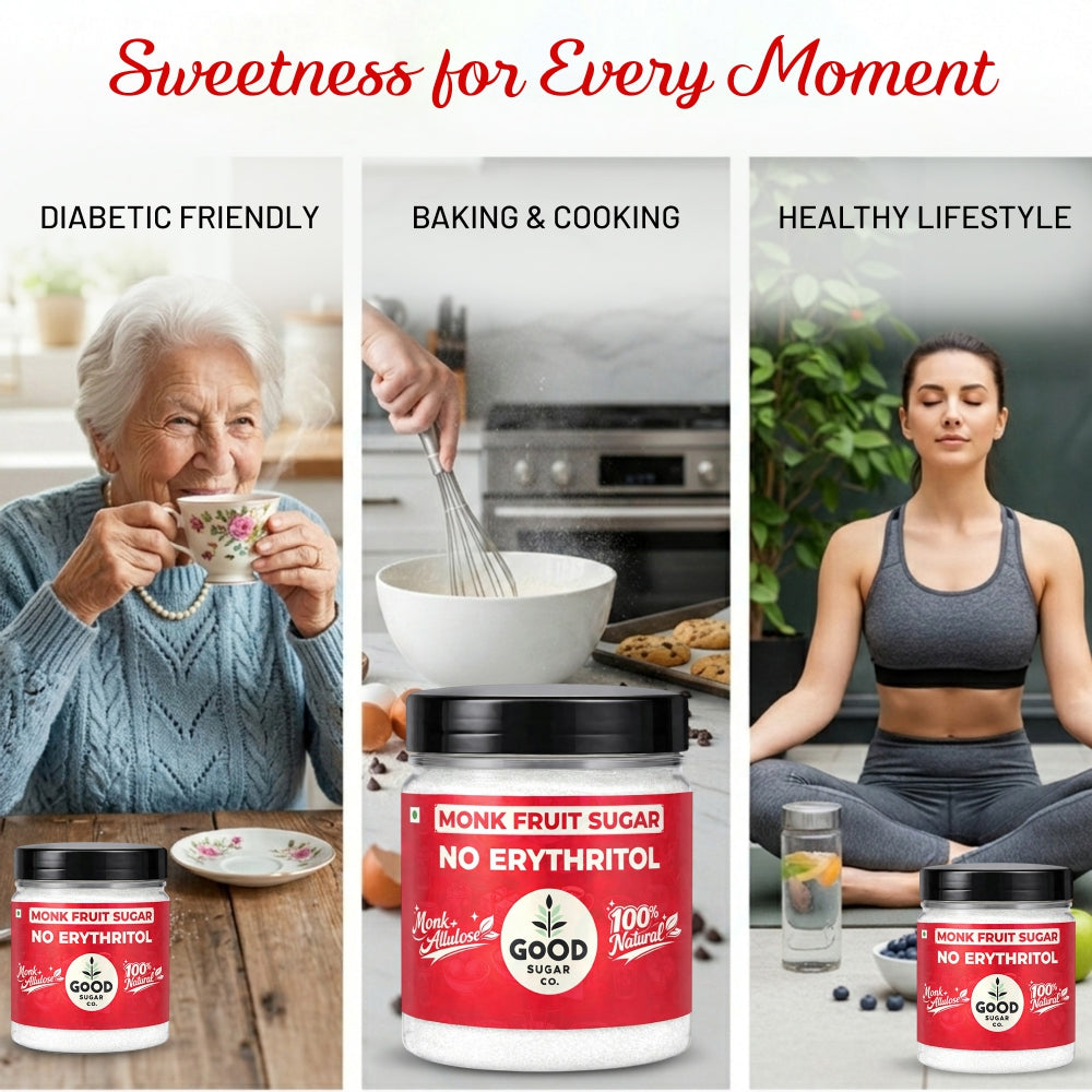 Monk Fruit Powder Sugar | 0 Erythritol, 100% Natural | Monk Fruit + Allulose