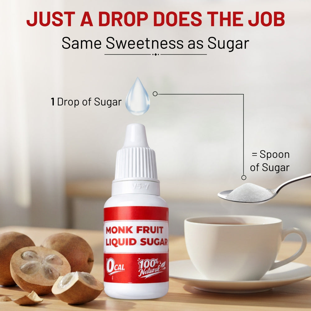 Monk Fruit Liquid Sweetener | Same Taste as Sugar • 0 Calories • No Erythritol